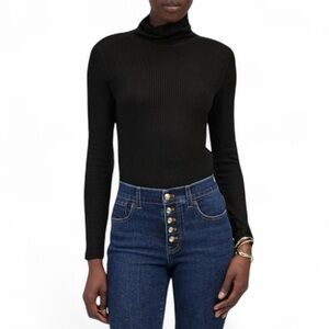 NWT Madewell Ribbed Turtleneck Long-Sleeve Tee in Black size XXS NT768